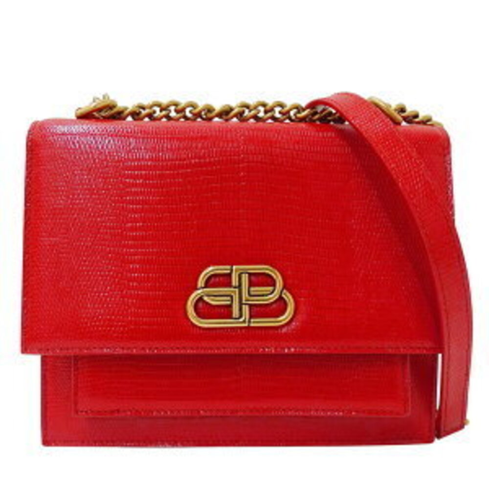 Balenciaga Bag Shoulder Patent Vernis Leather Red Chain Flashy